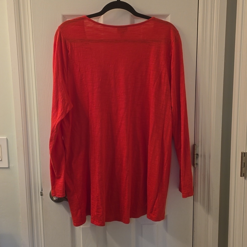 J Jill Women's Coral Button-Up Tunic, Lightweight Cotton, Size XL (0913) - Picture 3 of 8